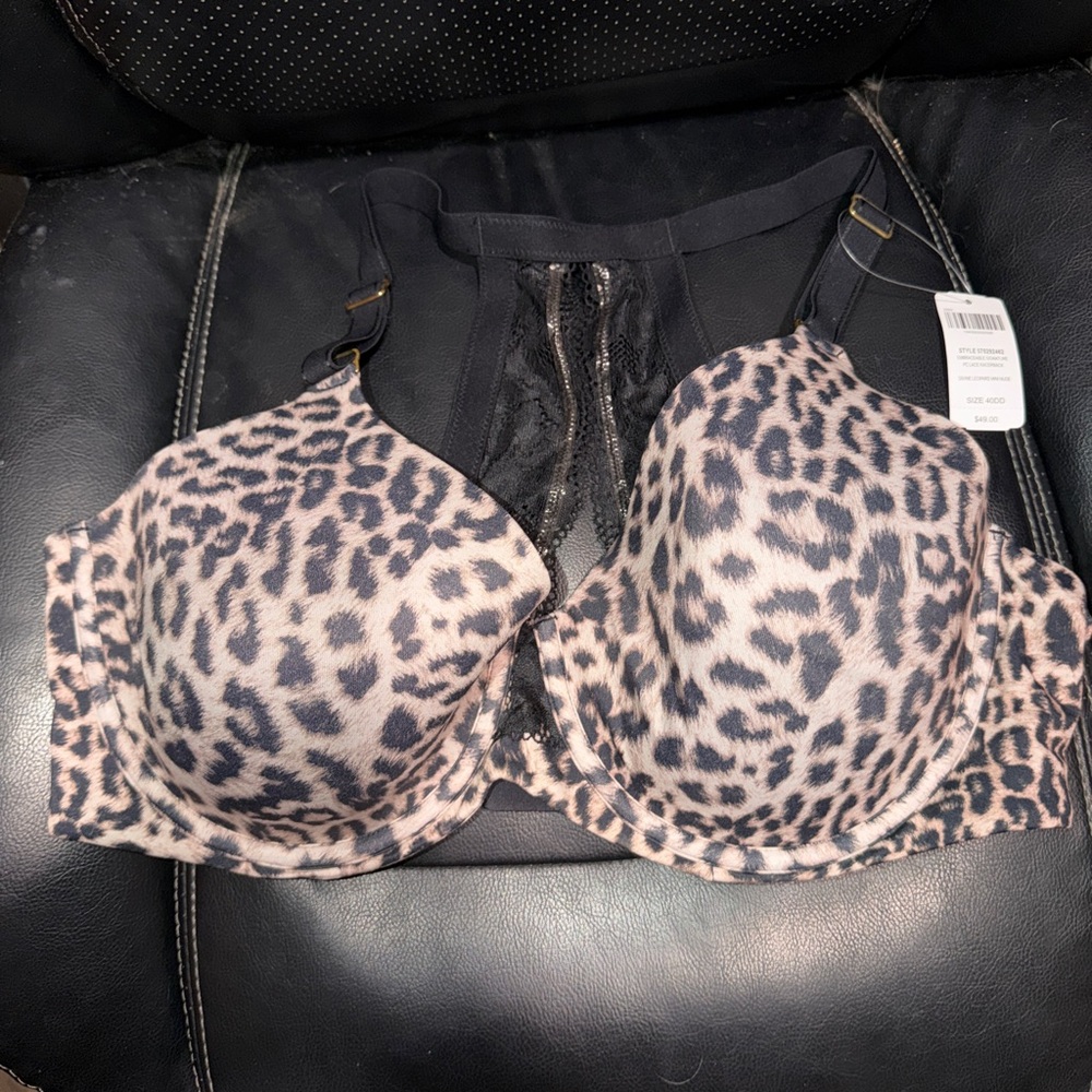 Soma Leopard Print lightlyPadded razorback - Black & Beige 40DD